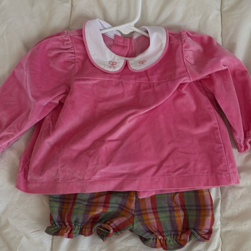 The Beaufort Bonnet Company (TBBC) two piece shorts set. Velvet top. Adorable!